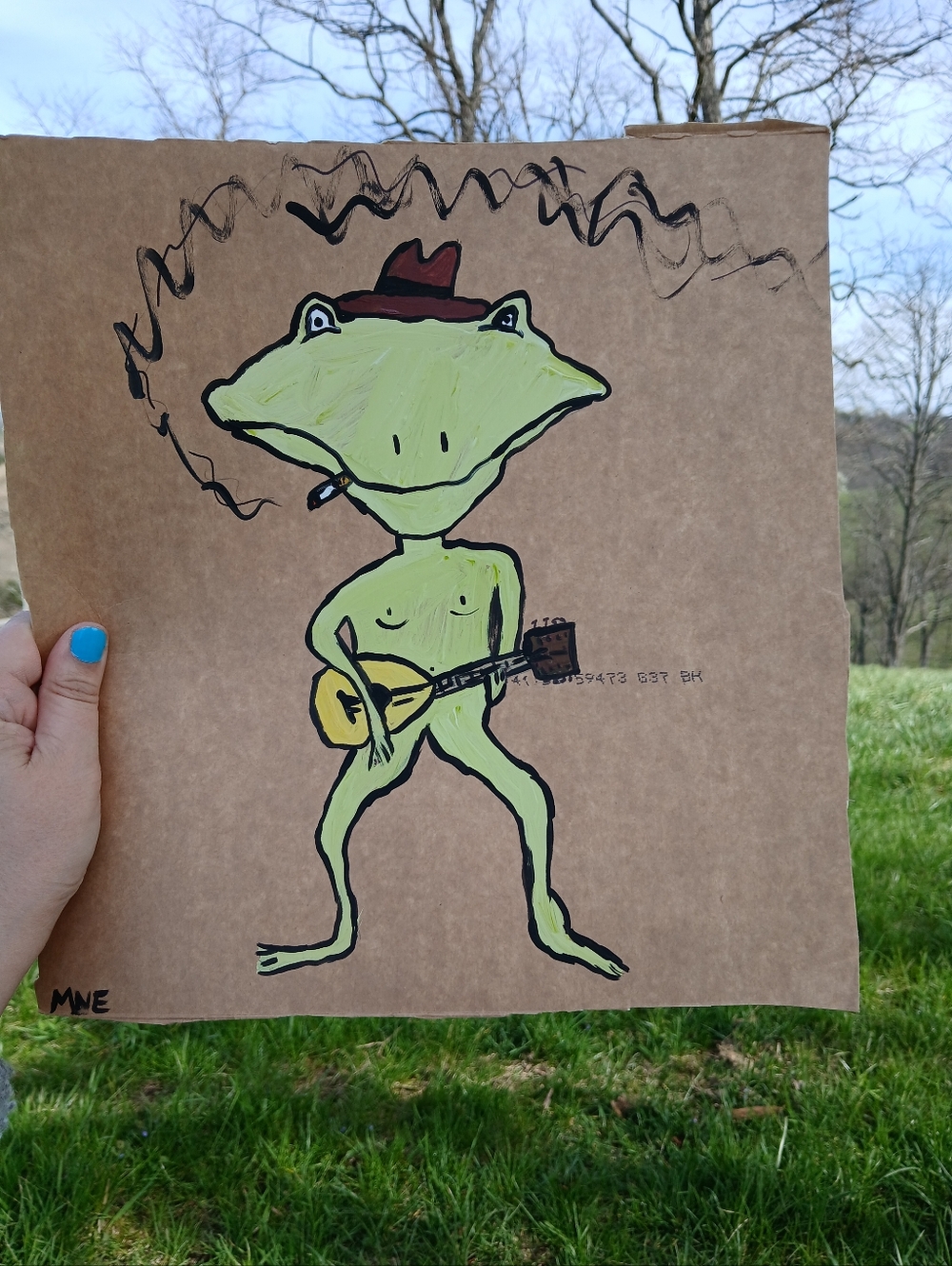 Frog Painting On Cardboard